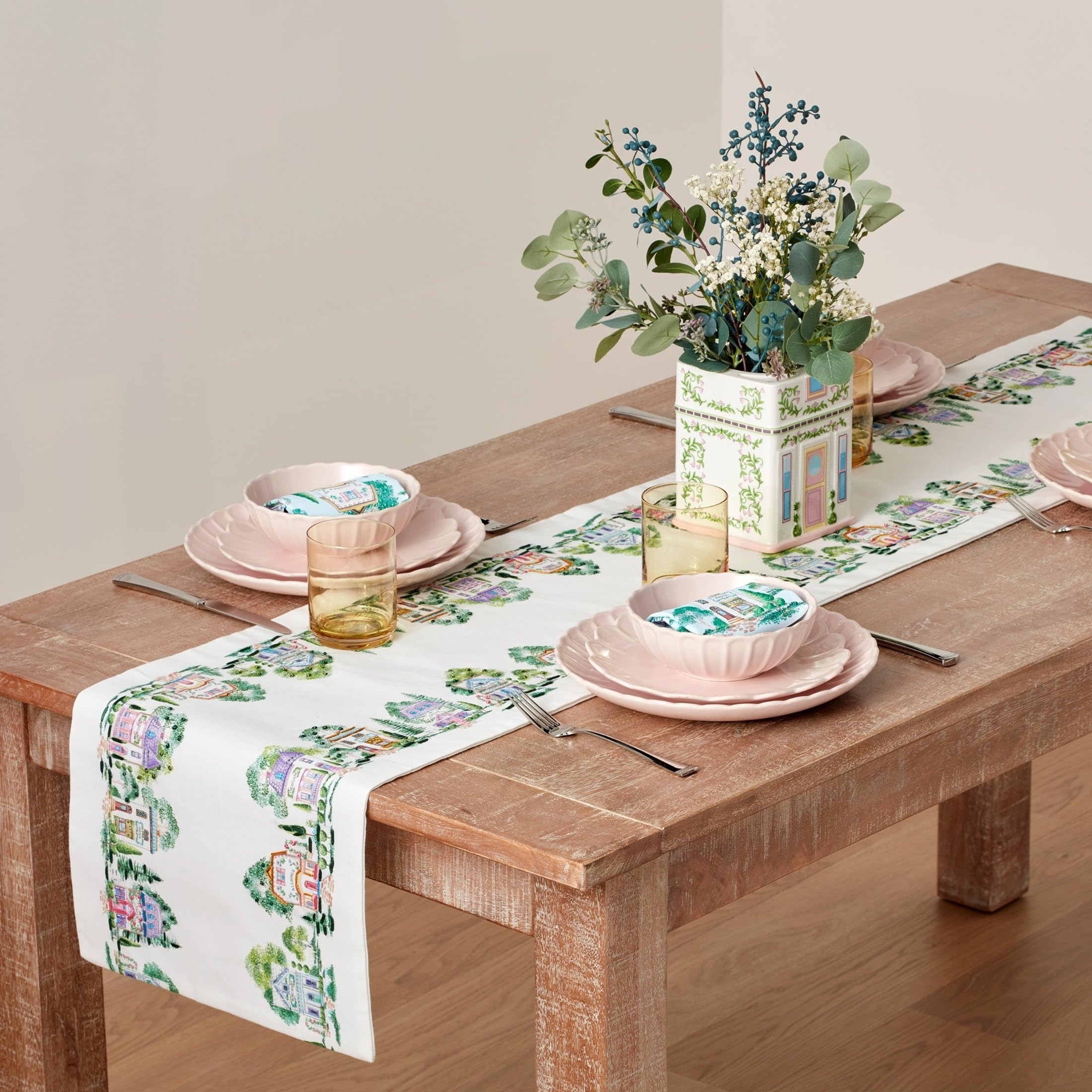 Amazon.com: Lenox Spice Village Print Embroidered Table Runner